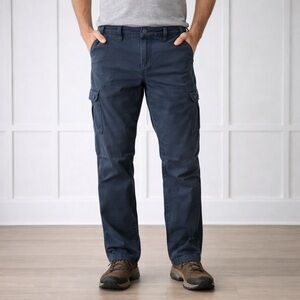 Eddie Bauer Blue Cargo Work Pants 38x30 | Relaxed Fit Utility Painter Style
